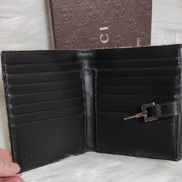 Authentic Gucci GG Canvas Web Sherry Line Jacket Vtg Wallet W Box - Picture 10 of 16